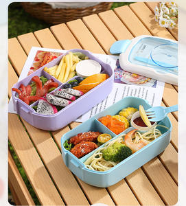 بلاستيك حراري مستطيلي مخصص للأطفال بسعر الجملة خال من مادة BPA مع حقيبة وزجاجة مياه لتخزين طعام المدارس - Product Image 2