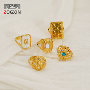 ZOGXIN Geometric <b>Adjustable</b> <b>Ring</b> 18k Gold Plated For Women Party Jewelry - Product Image 1