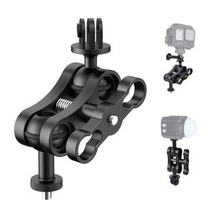Clip papillon Mechrig avec deux têtes de boule de 1/4 ", support de pince à ressort en aluminium CNC pour appareils <span class=keywords><strong>photo</strong></span> <span class=keywords><strong>GoPro</strong></span>/Insta360/DSLR - Product Image 1