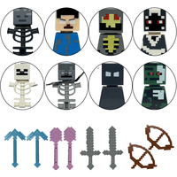 Figurines d'action de style jeu sandbox 8 bits avec accessoires, ensemble de blocs de construction, cadeau personnalisé pour les fans de blocs