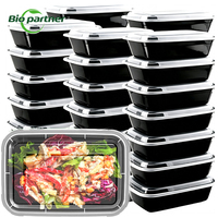 Conteneurs alimentaires jetables en plastique à 3 compartiments pour la préparation des repas, boîtes bento avec couvercles, vente en gros