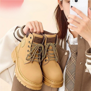 Botas de Caminhada Masculinas Estilo Britânico para Uso ao Ar Livre, Novas Botas Martin em Amarelo para Casais - Product Image 2