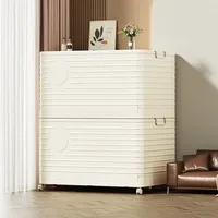 Boîte de rangement pliable grande capacité avec couvercle, en plastique PP, pliable, pour vêtements, organiseur de placard, bac de rangement pour jouets