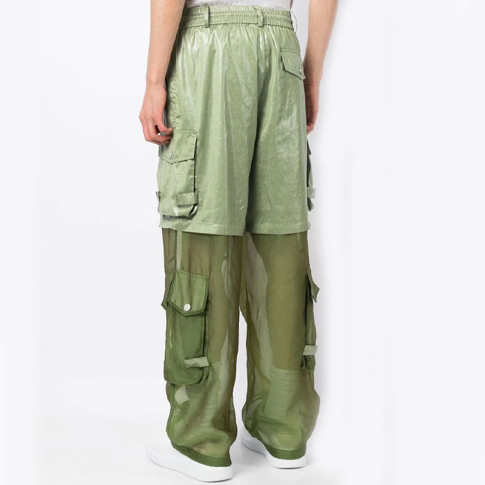 Fashion Drawstring Waist Two-tone Patchwork Wide Leg Pants
