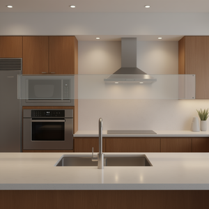 Protector de Pared para Cocina de Vidrio Templado Blanco de 31.5x15.7 Pulgadas, Diseño Minimalista Esmerilado - Product Image 2