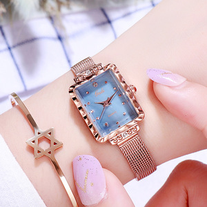 Reloj de mujer con correa de malla, cuadrado, simple, resistente al agua, de cuarzo, al por mayor, moderno. - Product Image 3