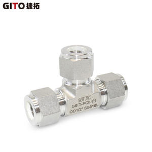 Raccord de compression en acier inoxydable SS316L de précision, raccord en T à diamètre égal haute pression pour applications générales - Product Image 3