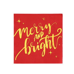 Merry And Bright Christmas Napkins Square 330mm Red Green Gold Foil Party Tableware Decorations - Product Image 5