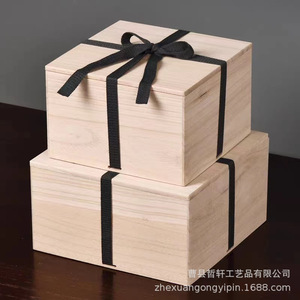 Paulownia Wood Storage Box Rectangle Stackable Gift Packaging Box For <b>Teacup</b> And Teapot Customizable Size And Thickness - Product Image 4