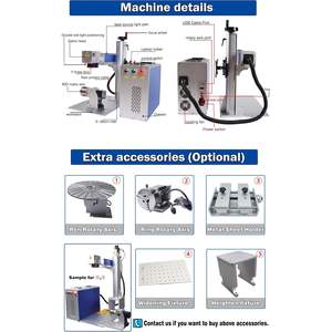 20W 30W 50W JPT MOPA M7 Machine de marquage laser à fibre pour la gravure de bijoux Feeltek Raycus 175x175mm Objectif JPT MOPA 30W 175X175MM - Product Image 2