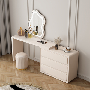 Modern Simple Cream Wind LED Light Makeup Mirror Luxury Wood <strong>Dressing</strong> <strong>Table</strong> <strong>Storage</strong> for Bedroom Living Room Hotel Bathroom Hot - Product Image 2