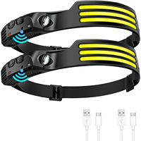 Lampe frontale LED tactique rechargeable en silicone, portable, à induction COB, pour la course, l'escalade et le travail