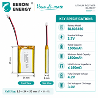 Paket Baterai Lithium Polymer Pouch 3.7V 1500mAh, Baterai LiPo Isi Ulang untuk Perangkat IoT Pertanian, Pertanian Cerdas, OEM ODM