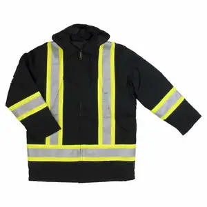 Factory Supply Enhanced Visibility Canvas Quilted Industrial Custom Reflective Winter Work Jacket
