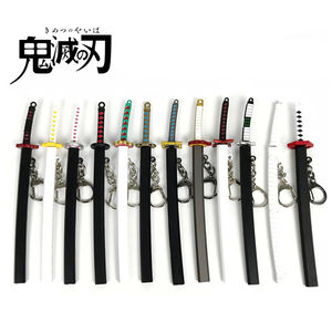 Haute qualité en gros japonais <span class=keywords><strong>Anime</strong></span> porte-clés Kimetsu No Yaiba métal arme épée pendentif porte-clés démon tueur porte-clés - Product Image 1