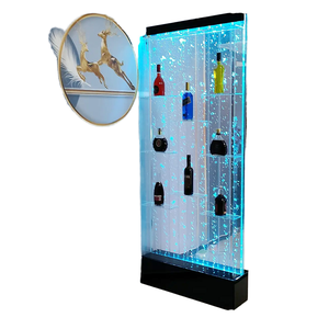 Fontaine murale à bulles LED en acrylique avec étagère à vin, panneau à bulles d'eau RGB, séparateur de pièce, bar à domicile, salon, décoration d'hôtel - Product Image 1