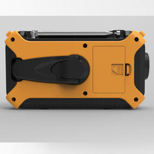 Custom Orange Black Weather Radio Solar Hand Crank AM FM WB Radio with 3 Power Options <b>LED</b> <b>Flashlight</b> Power Bank for Camping - Product Image 5