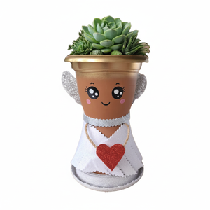 Maceta de Plástico Decorativa NF Lauren Angel Heart Flower Pot, Marca Privada, Pintada a Mano, con Alas Brillantes, Resistente a los Rayos UV, Ecológica - Product Image 2