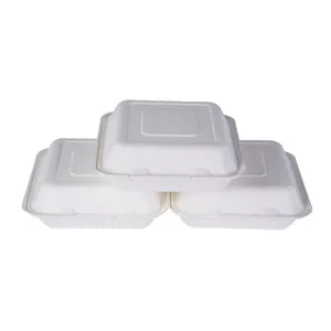 Biodegradável Descartável 100% Caixa de Garra De Cana Compostáveis Tirar Recipiente de Alimento Natural Embalagem Bagaço Lunch Box