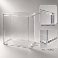 Vitrine d'exposition personnalisée en acrylique transparent avec ouverture frontale, panneau amovible, fente pour objets de collection, bijoux, impression UV, logo OEM