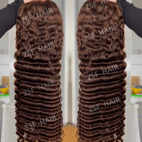 Perruque de cheveux humains ondulés profonds roux orangé de 30 pouces, prête à porter, avec dentelle frontale HD transparente sans colle, pré-épilée pour femmes noires