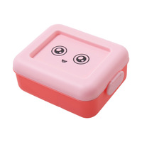 Boîte à lunch portable créative à 2 compartiments carrés de qualité alimentaire, design mignon, en plastique, utilisable au micro-ondes, boîte à bento pour aliments