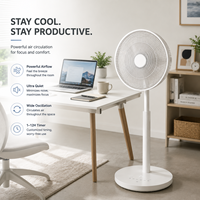 Ventilateur sur pied DC à 7 pales de 14 pouces, oscillation 3D, 12 vitesses, mode veille, ventilateur sur pied 2-en-1 avec panneau tactile