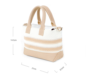 Borsa Tote da Donna Color <span class=keywords><strong>Cammello</strong></span> per Vacanze al Mare, Lavorata a Maglia con Chiusura a Cerniera, Portatile, Stile Vintage, Realizzata in Poliestere - Product Image 2