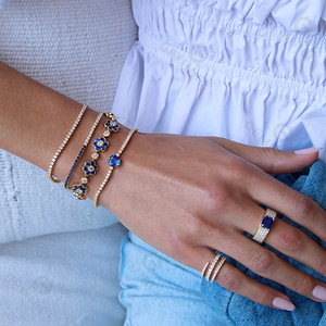 Gemne 925 Bạc Thanh Lịch Ngọc & Kim Cương Hoa Vòng Đeo Tay Tự Nhiên Ngọc Lục Bảo Kim Cương Vàng Trang Sức - Product Image 3