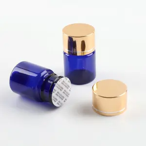 Kunden spezifische BPA Free Food Grade Jar 30ml PET Kunststoff medizinische Flasche Small Mouth Supplement Flasche mit Gold kappe