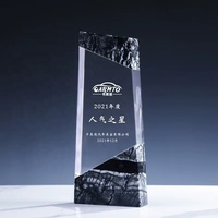 Trophée en cristal de marbre au design créatif, gravé au laser personnalisé, trophée en verre cristal avec logo et texte personnalisés
