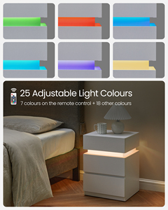 Mesa Auxiliar de Sofá <span class=keywords><strong>VASAGLE</strong></span> con 3 Cajones y Colores Ajustables para Dormitorio, Sala de Estar, Mesita de Noche Inteligente con Luz LED - Product Image 2