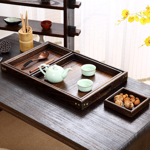 Wooden <b>Tea</b> <b>Tray</b> Solid Paulownia Wood 7 Piece Set Vintage Style Serving <b>Trays</b> For <b>Tea</b> Ceremony - Product Image 4