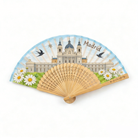 Großhandel Benutzerdefiniertes Logo Bedruckter Madrid Spanien Souvenir Handgefertigter Bambus-Fächer