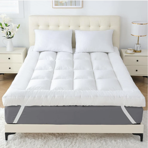 Surmatelas populaire en plumes et duvet pour hôtel, épais 700gsm - 1200gsm, doux, blanc, avec élastique - Product Image 5