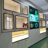 Vitrina de Pared para Joyería, Mueble de Exhibición de Jade, Vitrina Empotrada en Pared de Vidrio, Estante con Múltiples Compartimentos, Base de Almacenamiento