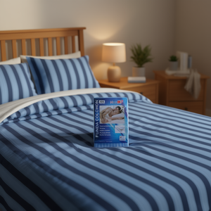 Cubrecama y Sábanas Ajustables y Planas de Algodón Duradero con Estampado de Rayas Azules 105 FUNDA COLCHON - Product Image 1