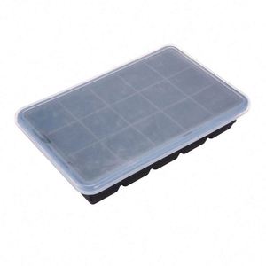 Moule à glaçons carrés à 15 cavités en silicone avec couvercle, facile à démouler - Product Image 2