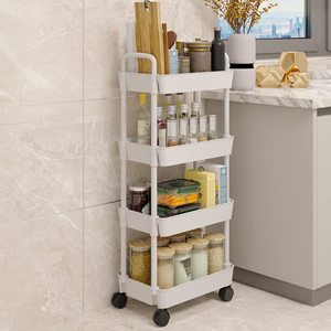 Chariot de rangement mince en plastique moderne et coloré pour <span class=keywords><strong>cuisine</strong></span>, étagère de rangement pour <span class=keywords><strong>cuisine</strong></span>, vente en gros - Product Image 2