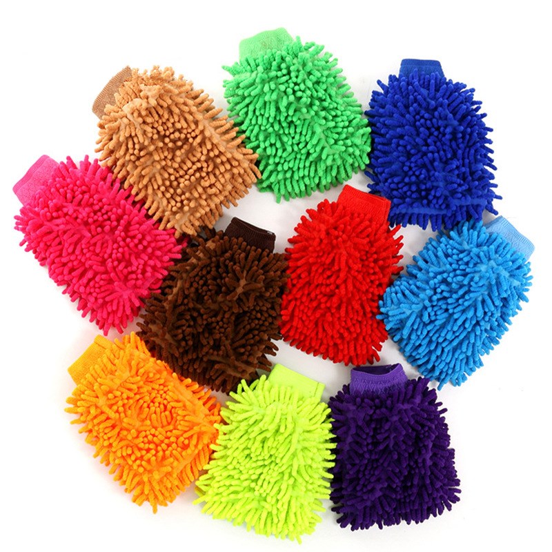 Оптовая продажа, мягкая микрофибра, двусторонняя синельная варежка для мытья автомобиля, синельная варежка для ухода за автомобилем, варежка для домашней уборки