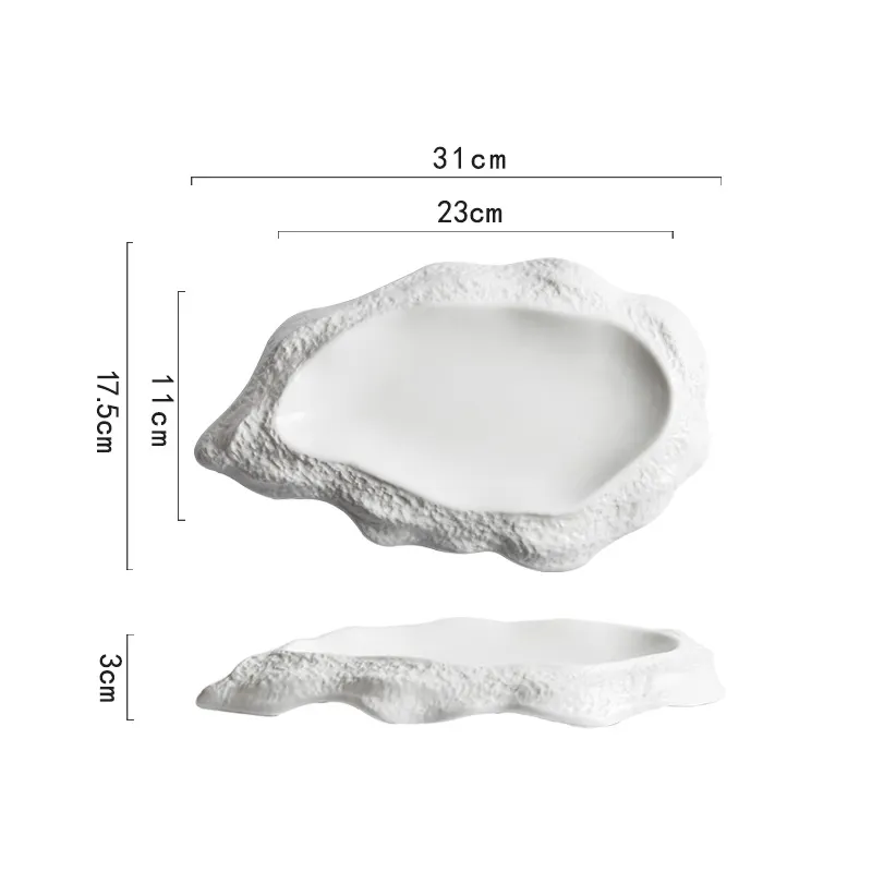Ceramic Plate Porcelain Serving Dishes Catering Dishes Plates for Restaurant Minimalist White Party Kitchen Restaurant Irregular