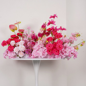 Ensemble d'arches carrées en soie rouge rose - Fleurs artificielles faites à la main pour la décoration de mariage, Noël, la Saint-Valentin - Longue durée (3-5 ans) - Product Image 2