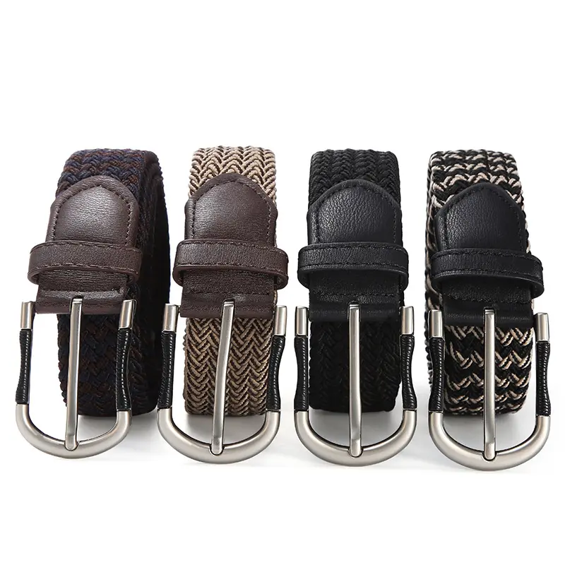 Men's canvas belt Women's Korean elastic belt Canvas Fabric Woven Stretch Multicolored Braided Belts Junior with Multicolored