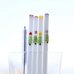 Palha de vidro borosilicado para árvore de natal, decoração agradável para árvore de natal, proteção ambiental, palha de vidro prática