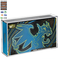 Boîtier acrylique de luxe transparent Mega Charizard X Ultra Premium Collection pour l'affichage de cartes TCG, avec couvercle magnétique et protection UV