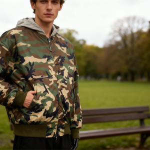 Jaqueta Personalizada de Alta Qualidade Casual para Caça Inverno Softshell Camuflada à Prova de Vento com Capuz e Zíper para Homens - Product Image 3