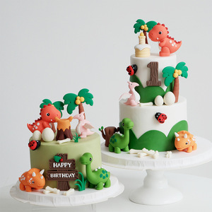 Adorno para Pastel de Dinosaurio, Decoración de Pastel de Plástico Suave, Adornos de Estilo Bosque de Dinosaurios, Tronco de Cocotero - Product Image 1