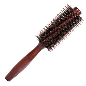 Cepillo desenredante de cerdas de nailon de alta calidad con mango de madera, cepillo redondo para peinar cabello rizado - Product Image 2