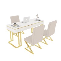 Bureau d'ordinateur en métal de luxe léger, bureau simple et moderne en marbre, bureau de consultation médicale pour salon de beauté, chaise