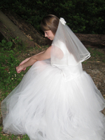 Voile de mariée court blanc haut de gamme en satin à bord festonné, style forêt florale 3D, pour séance photo de mariage